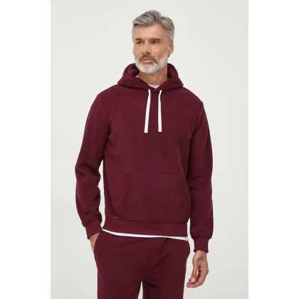 Zdjęcie Polo Ralph Lauren bluza lounge kolor bordowy z kapturem gładka