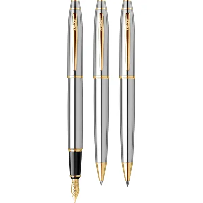 Zdjęcie Luksusowe akcesoria biurowe ze złotymi zdobieniami