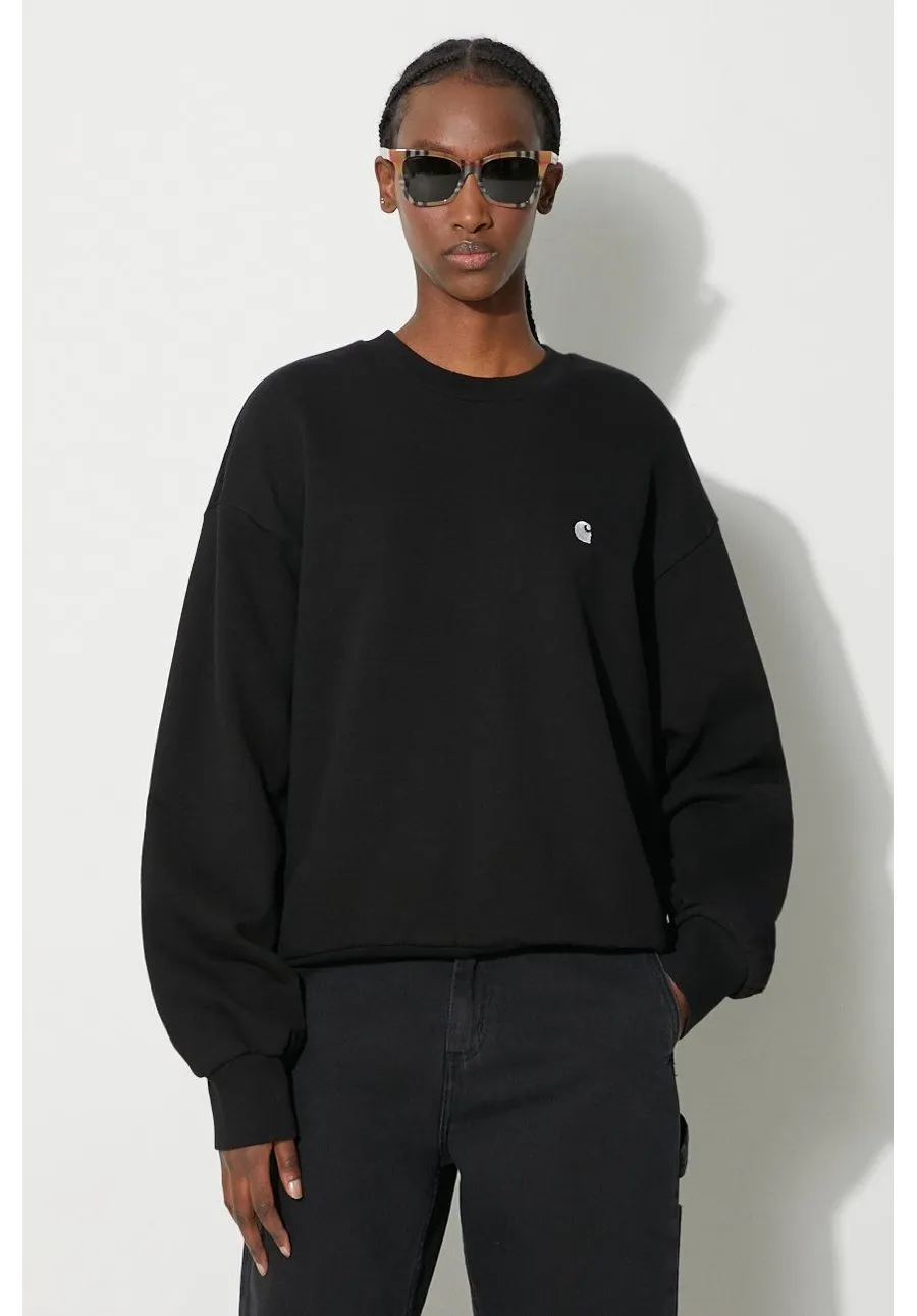 obrazek 1 Carhartt WIP bluza bawełniana Casey Sweatshirt damska kolor czarny z aplikacją I032643.0M4XX