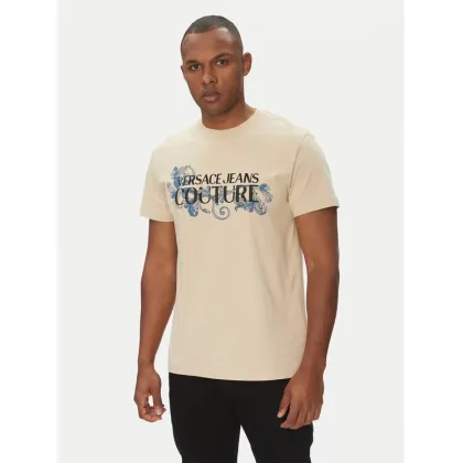 Zdjęcie Versace Jeans Couture T-Shirt 78GAHC05 Beżowy Regular Fit