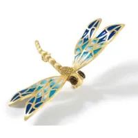 Zdjęcie Waszka elegancka Pozłacana srebrna broszka Żółte cyrkonie Kwarc cytrynowy Niebieska emalia