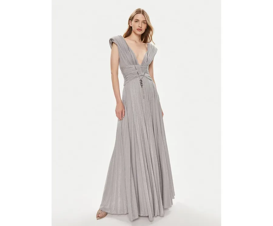 obrazek 1 Elisabetta Franchi Sukienka wieczorowa AB-563-41E3-V790 Srebrny Regular Fit