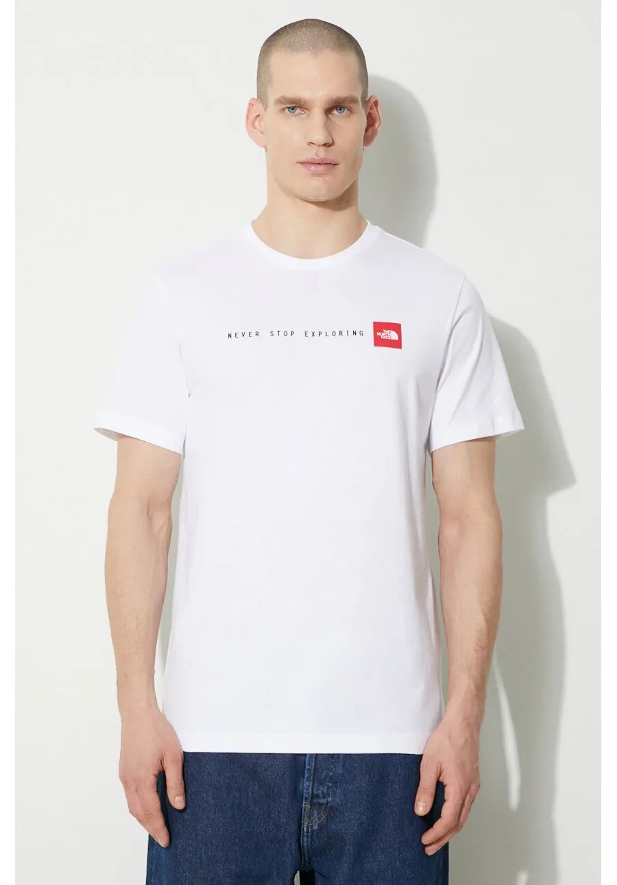 obrazek 1 The North Face t-shirt bawełniany M S/S Never Stop Exploring Tee męski kolor biały z nadrukiem NF0A87NSFN41