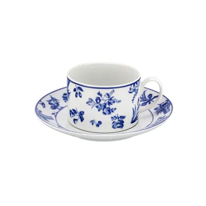 Picture Chintz Azul porcelain breakfast cup and saucer with a plant motif - Vista Alegre