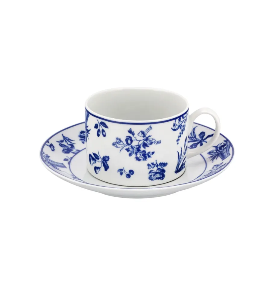 obrazek 1 Porcelanowa filiżanka śniadaniowa ze spodkiem Chintz Azul z motywem roślinnym - Vista Alegre