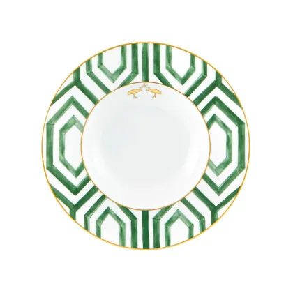 Zdjęcie Porcelanowy talerz na makaron Amazōnia z geometrycznym zielonym wzorem - Vista Alegre
