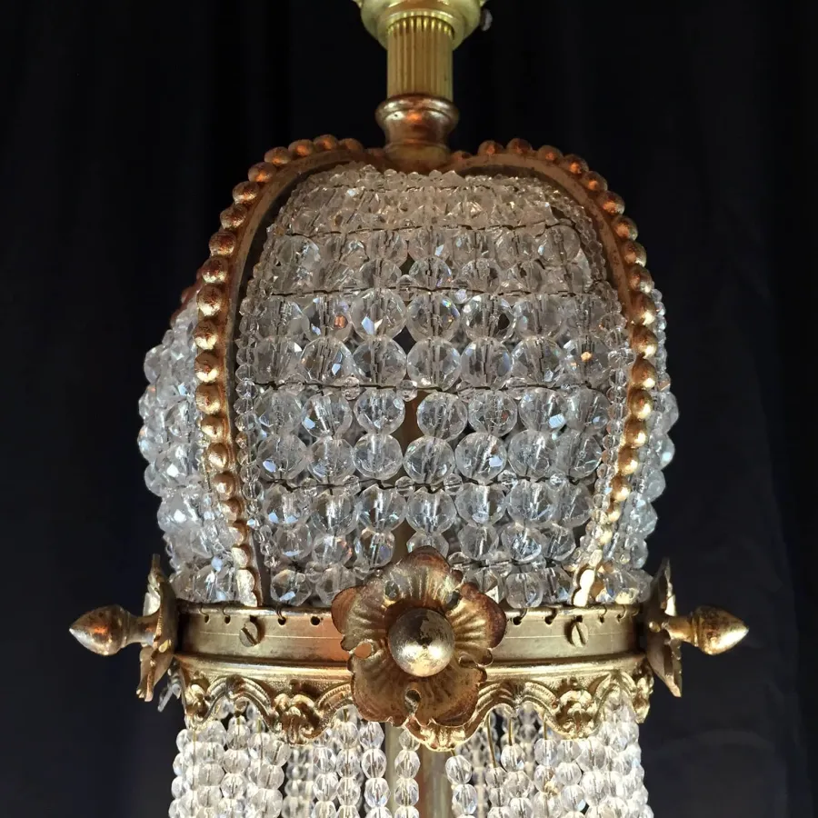 obrazek 4 Elegancki XIX-wieczny żyrandol Empire z kryształu i złoconego brązu