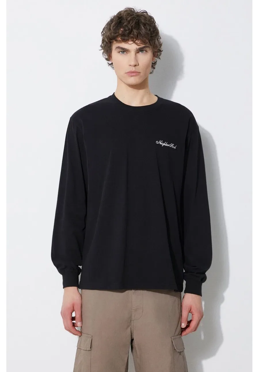 obrazek 1 NEIGHBORHOOD longsleeve bawełniany kolor czarny gładki 241PCNH.LT03