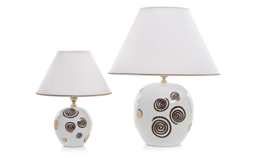 obrazek 1 Porcelanowa lampa nocna ze zdobieniem dwukolorowych spirali i kół