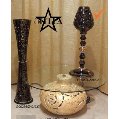 Picture Elegant ceramic lamp with black and gold holes with Swarovski crystals