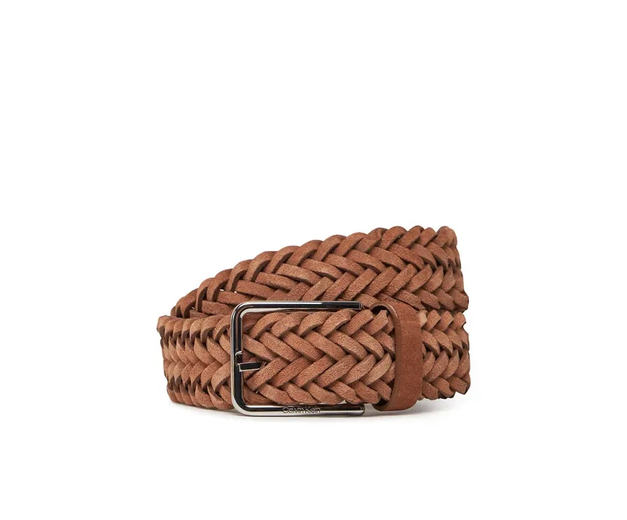 obrazek 1 Calvin Klein Pasek Męski Warmth Braided Suede 35Mm K50K512841 Brązowy