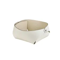 Zdjęcie Elegancki biały skórzany koszyk w rozmiarze 15x15xH7 cm
