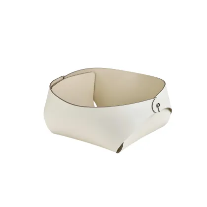 Picture Elegant white leather basket, size 15x15xH7 cm