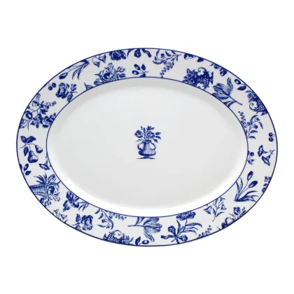 Zdjęcie Porcelanowy średni owalny talerz Chintz Azul z ozdobnym motywem roślinnym - Vista Alegre