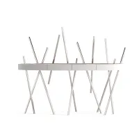 Picture Console in white lacquered wood, walnut and stainless steel