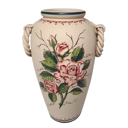 Picture A stylish ceramic vase from Italy decorated with a rose motif