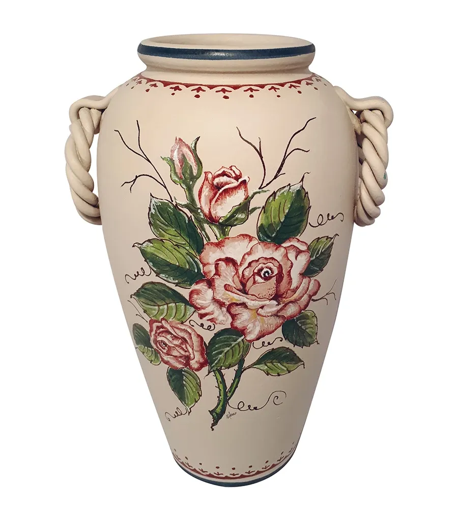 obrazek 1 Stylowy ceramiczny wazon z Włoch zdobiony motywem róż