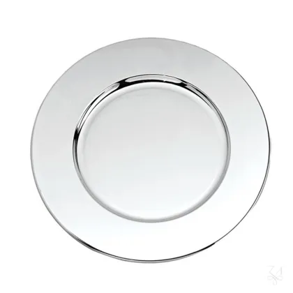 Picture Silver plated round modern plate - Zaramella Argenti