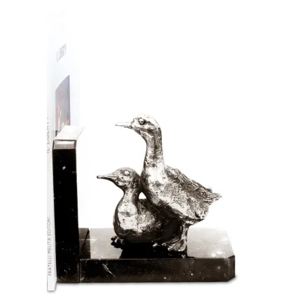 Zdjęcie Oryginalna podstawka do księgozbioru z marmuru i pewteru