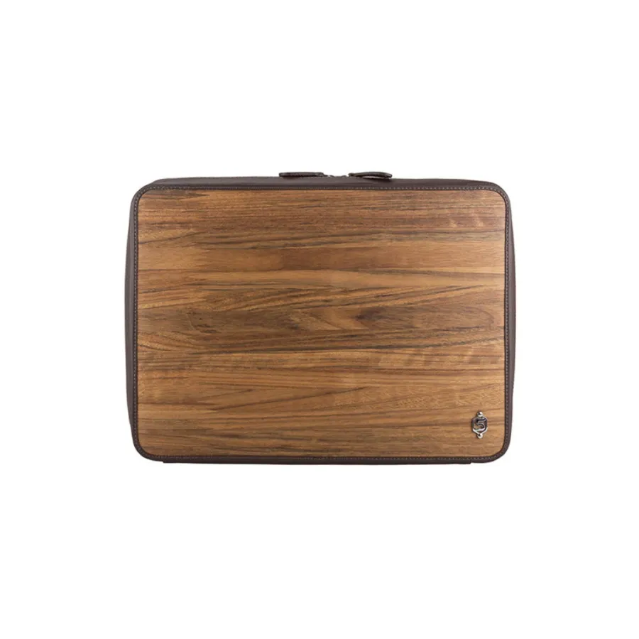 obrazek 2 Prestiżowa torba na laptopa 15’’ z brązowej skóry bydlęcej i naturalnego drewna Amazaque