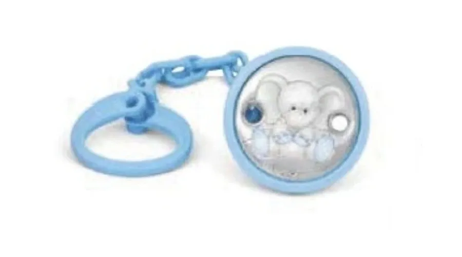 obrazek 1 Stylowy uchwyt na smoczek zdobiony słonikiem w kolorze niebieskim