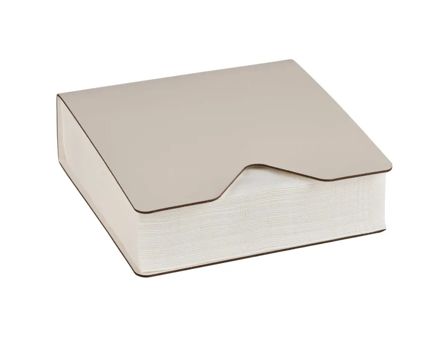 obrazek 1 Kremowy skórzany uchwyt na chusteczki o wymiarach 13x13xH3,8 cm