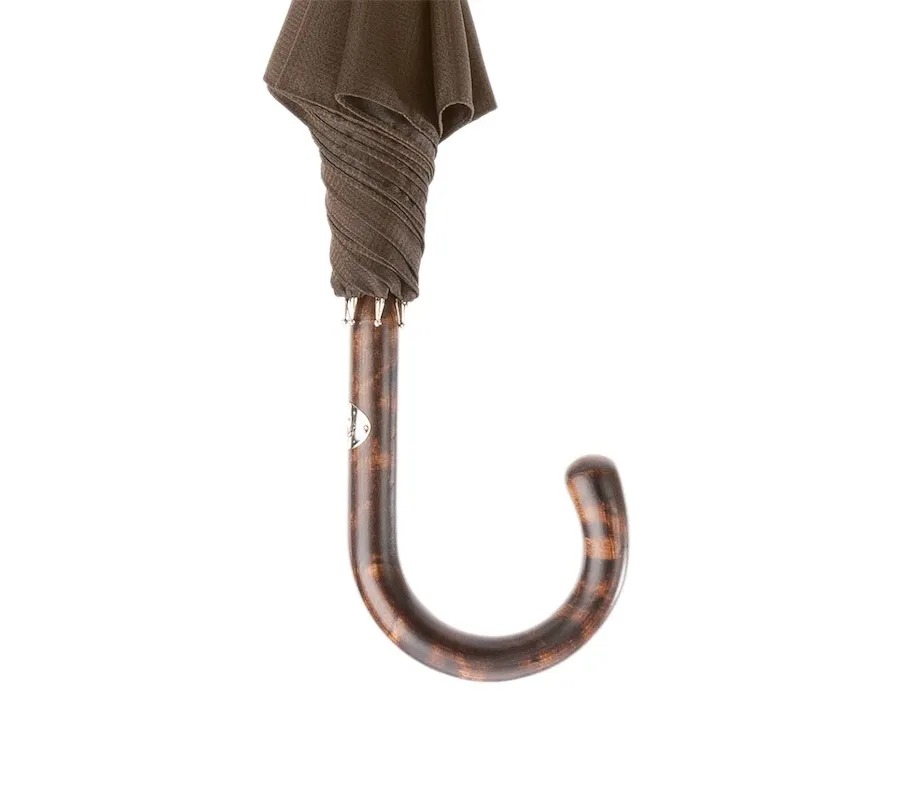obrazek 3 Stylowy brązowy parasol męski z piękną oryginalną rączką - Pasotti