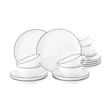 Zdjęcie Stylowy okrągły 18-elementowy serwis do herbaty z porcelany w stylu nowoczesnym - Seltmann Weiden