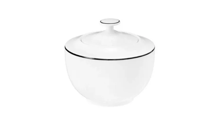 obrazek 1 Biała porcelanowa klasyczna cukiernica z czarnym zdobieniem – Tettau
