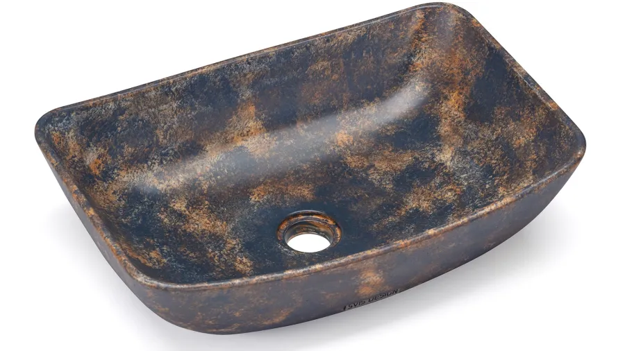 obrazek 2 Elegancka umywalka 50 cm VIRGO BASIC – GRANITE, niebiesko-szary i ochra, lakier półmatowy