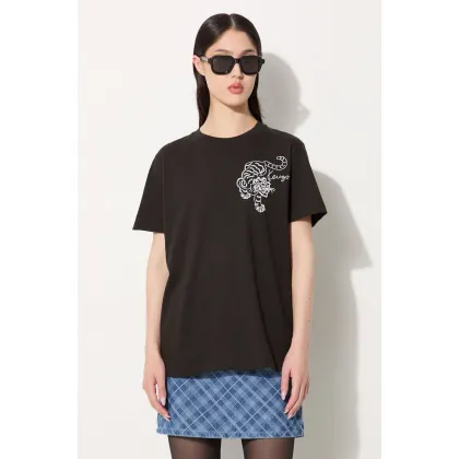Zdjęcie Kenzo t-shirt bawełniany Gots Star Tiger Emb Loose damski kolor czarny FE62TS1354SG.99J