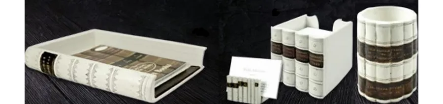 obrazek 1 Piękny biały komplet akcesoriów na biurko - 4 elementy