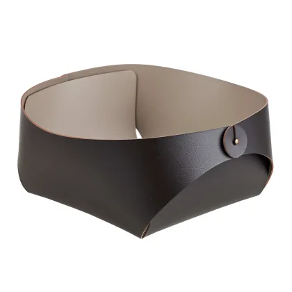 Picture Original Flora leather basket 20x20xH9 cm, chocolate color