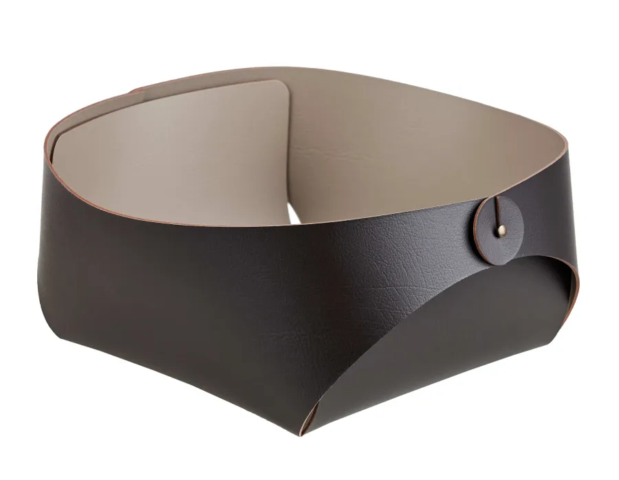 obrazek 1 Oryginalny skórzany koszyk Flora 20x20xH9 cm w kolorze czekoladowym