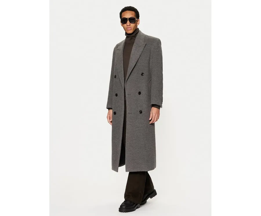 obrazek 1 AMI PARIS Płaszcz przejściowy HCO317.WV0025 Szary Regular Fit