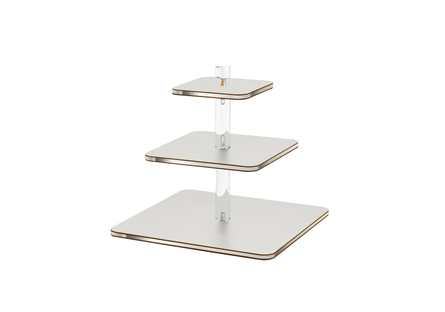 picture 1 Luxurious serving stand 30x30xH30 cm made of leather and plexiglass