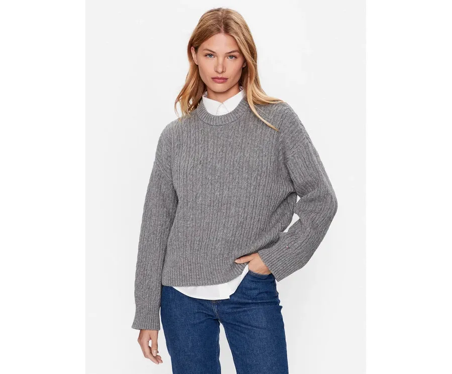 obrazek 1 Tommy Hilfiger Sweter WW0WW39003 Szary Oversize