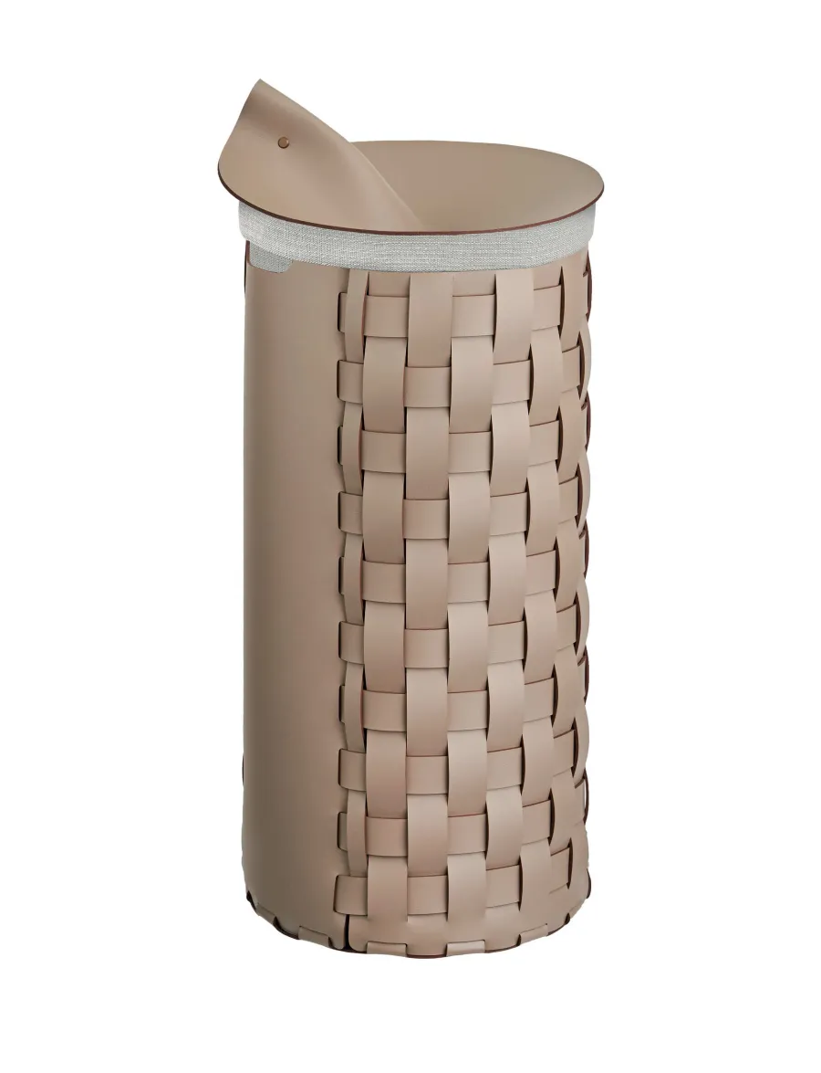 obrazek 2 Wysoki kosz Bottega Ø33xH68 cm w wyjątkowym kolorze cappuccino