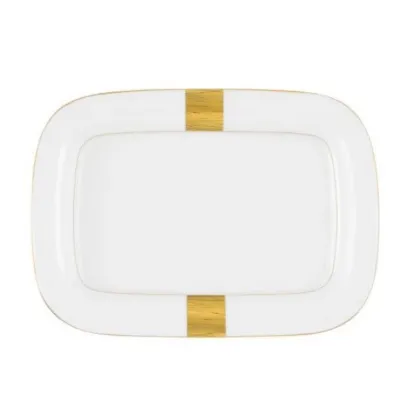Zdjęcie Stylowy porcelanowy prostokątny półmisek ze złotym zdobieniem - Tettau