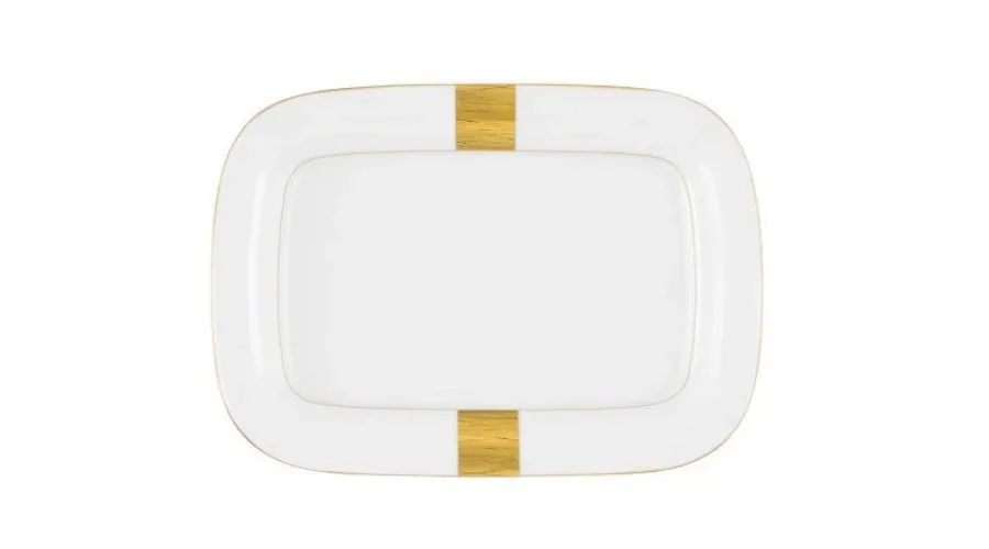 obrazek 1 Stylowy porcelanowy prostokątny półmisek ze złotym zdobieniem - Tettau