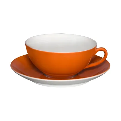 Picture Orange porcelain tea cup and saucer from a colorful unique collection - Vista Alegre
