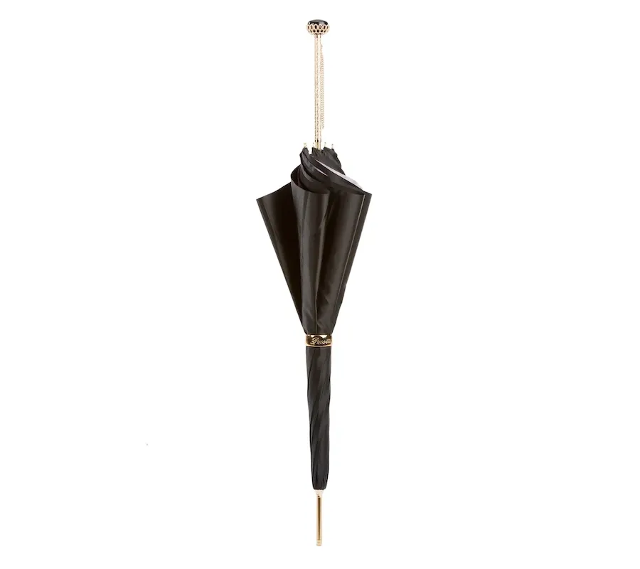 obrazek 2 Luksusowy czarny parasol damski w kropki – Pasotti