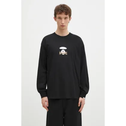 Zdjęcie AAPE longsleeve bawełniany Basic Long kolor czarny z nadrukiem AAPLTM1559XXN
