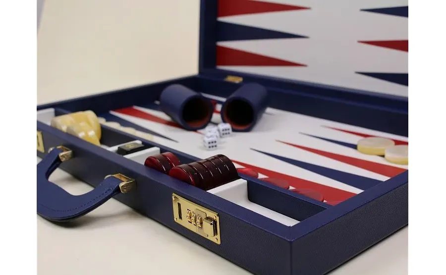 obrazek 3 Gra Backgammon w pięknym skórzanym etui - 58x36x9 cm