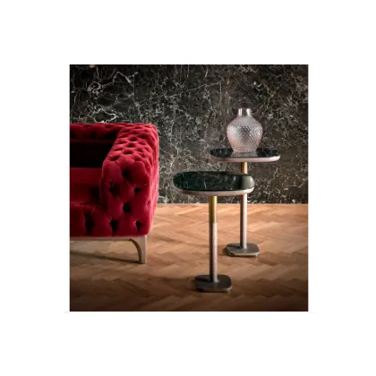 Zdjęcie Oryginalny, Designerski Stolik na Dębowej Konstrukcji wykańczany Mosiądzem - Bamax