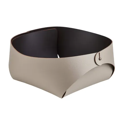 Picture Luxurious leather basket Flora in cappuccino color