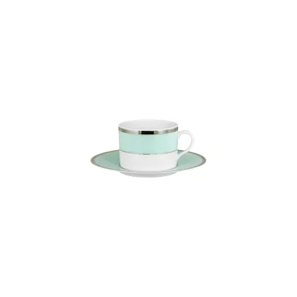 Zdjęcie Wyjątkowa porcelanowa filiżanka do herbaty ze spodeczkiem z kolekcji Ethereal Blue - Porcel