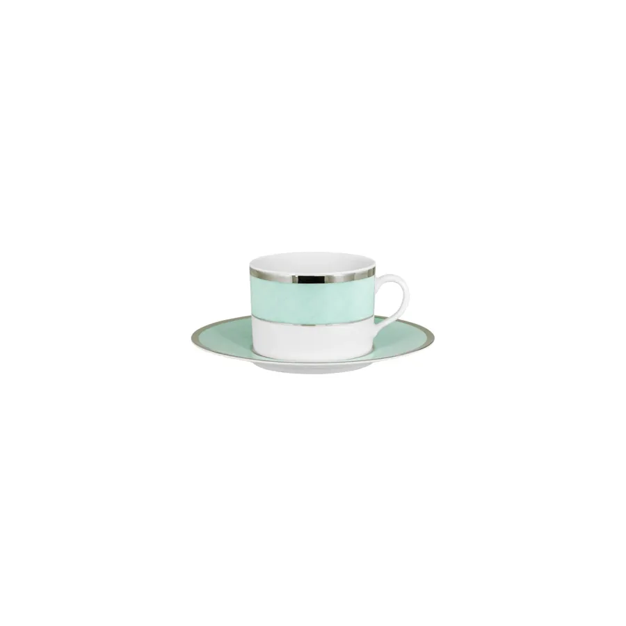 obrazek 1 Wyjątkowa porcelanowa filiżanka do herbaty ze spodeczkiem z kolekcji Ethereal Blue - Porcel