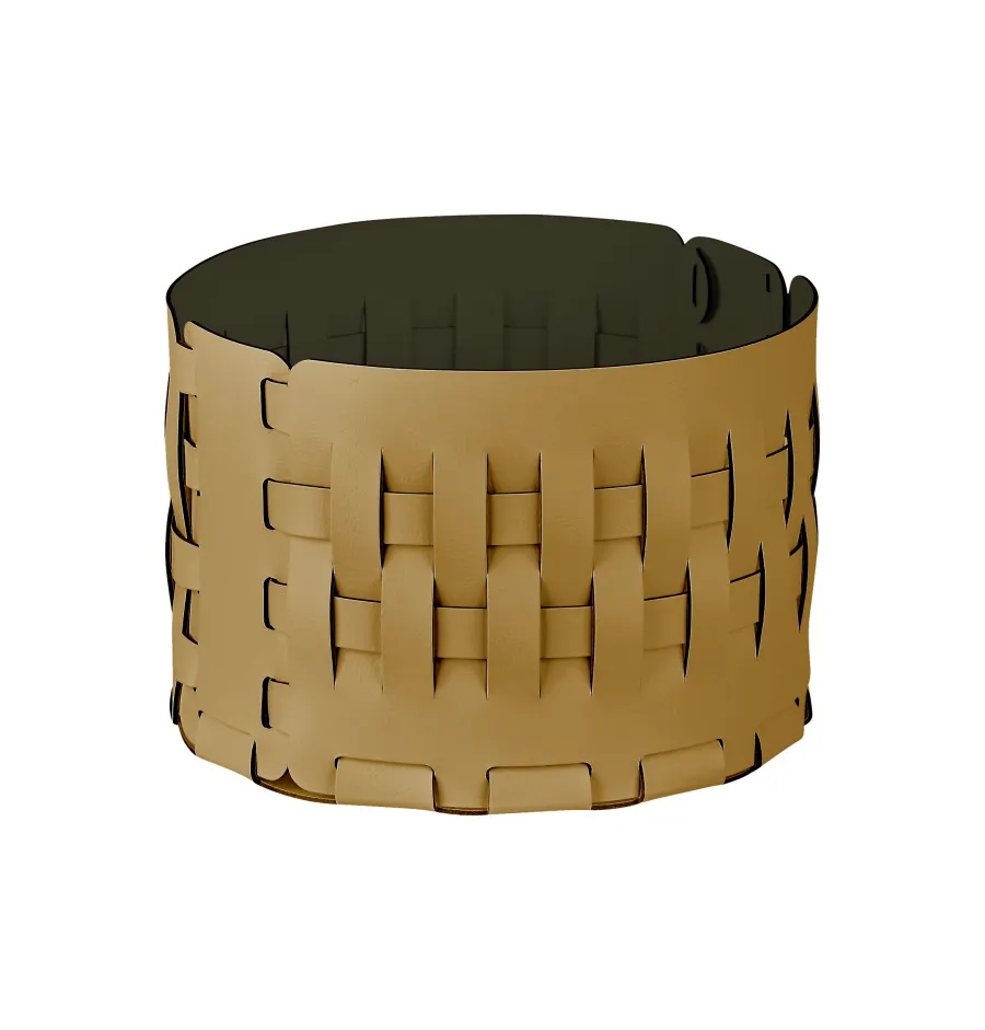 obrazek 1 Pleciony okrągły kosz Bottega-15 Ø20xH12 cm  w kolorze musztardowym