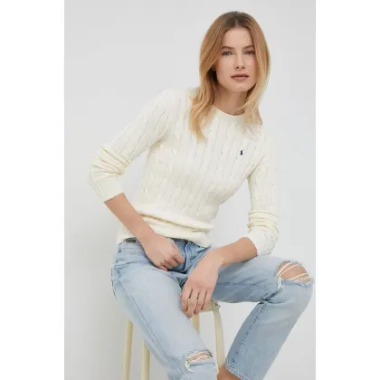 Zdjęcie Polo Ralph Lauren sweter bawełniany kolor beżowy